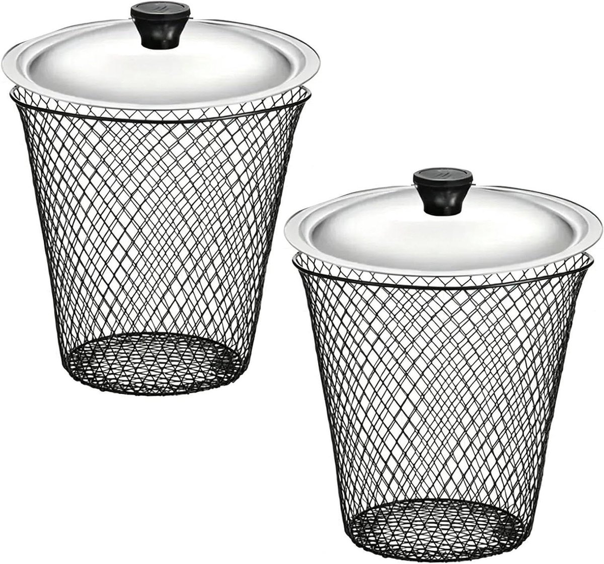 Wormenboerderij Compostbak - Wormenbak Compostemmer - Tuinafval Verwerken - Dubbelkamersysteem - 2 stuks 24x23cm - Zilver