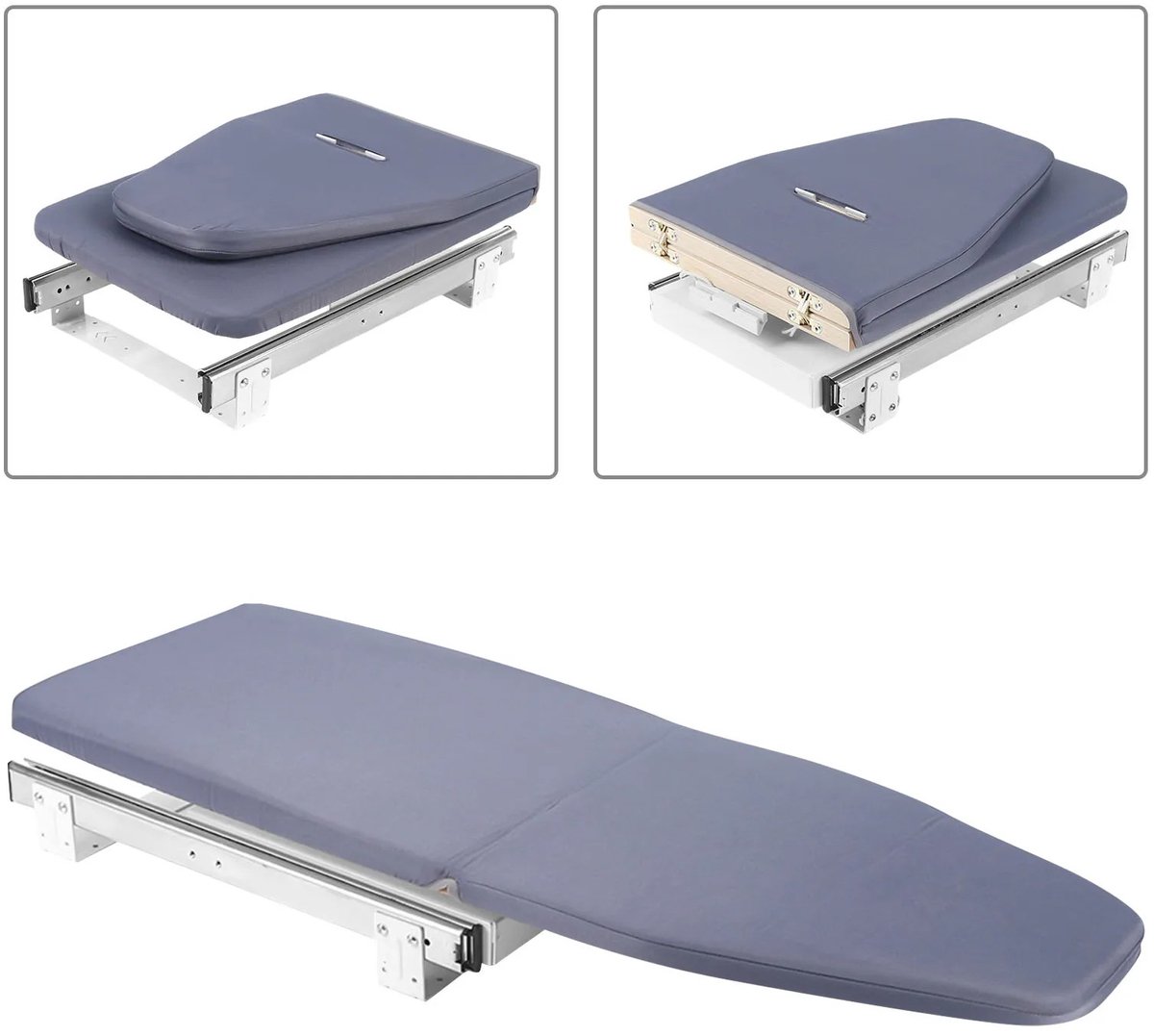 ITRONIQ Inbouw Strijkplank Uitschuifbaar - Opvouwbare Strijkplank Voor Kast - Draaibaar 180 Graden - 80 x 30 CM - Grijs