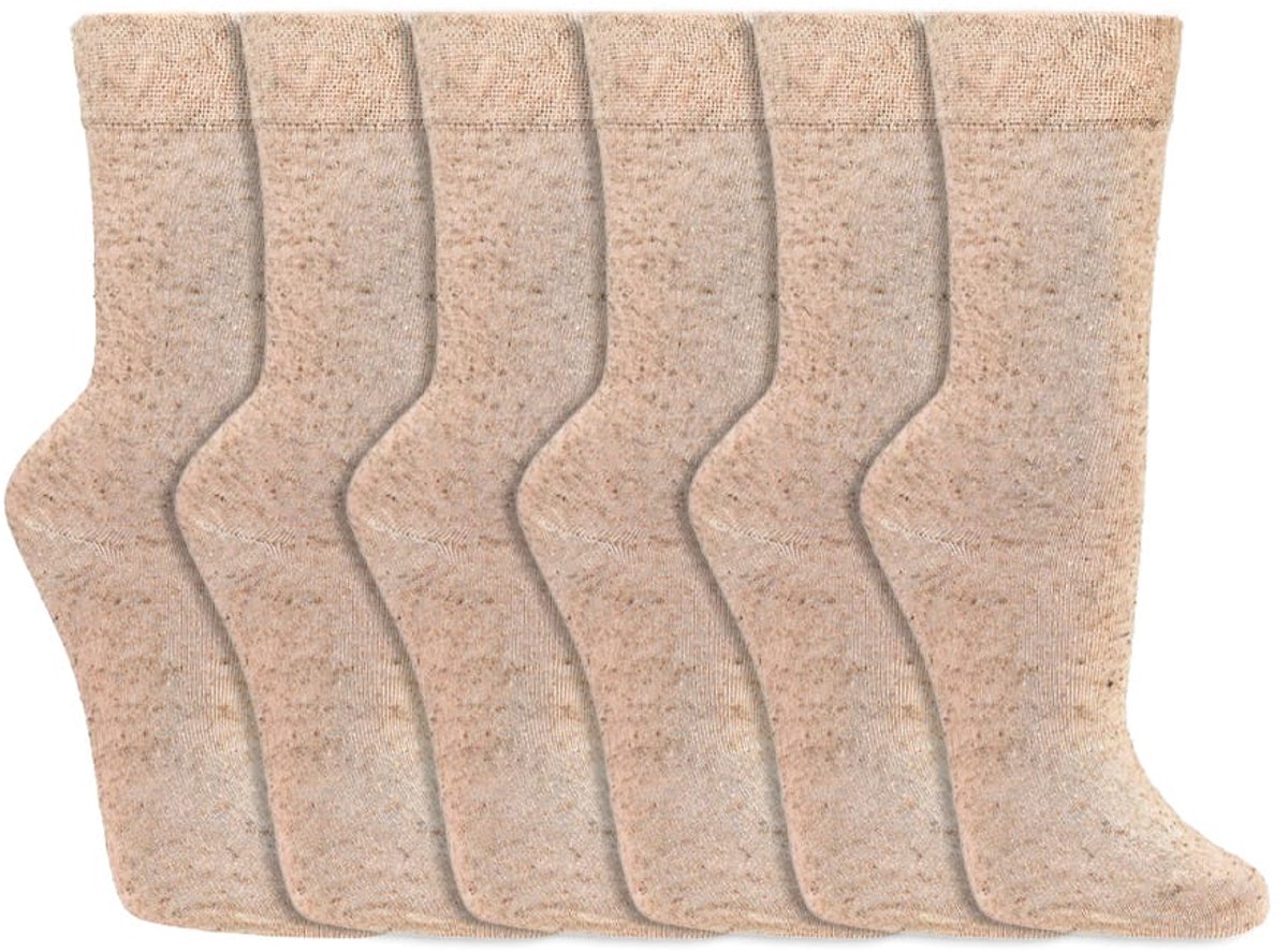 Verkoelende sokken | Linnen sokken | Merk: Socks4Fun | Maat: 35 t/m 46 | Kleur: Beige | 6 Paar