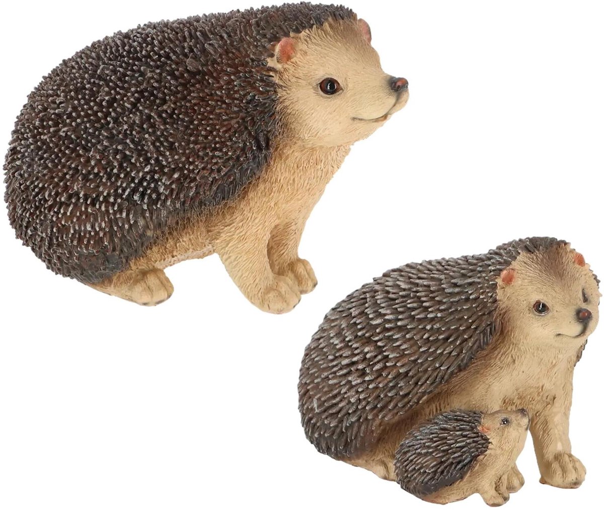 Esschert Design dieren beeldjes set - egel familie - 2 stuks - bosdieren - polyresin