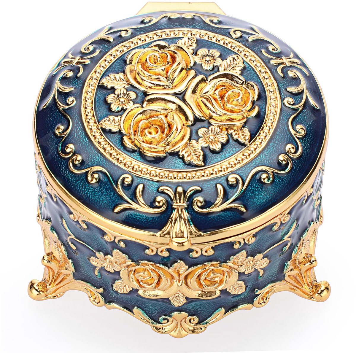 SnelShoppen - Antieke Metalen Sieraden Doos voor Ringen en Oorbellen - Kleine Trinket Box, Ronde Sieraden Display Box, Ketting Organizer voor Bruiloft