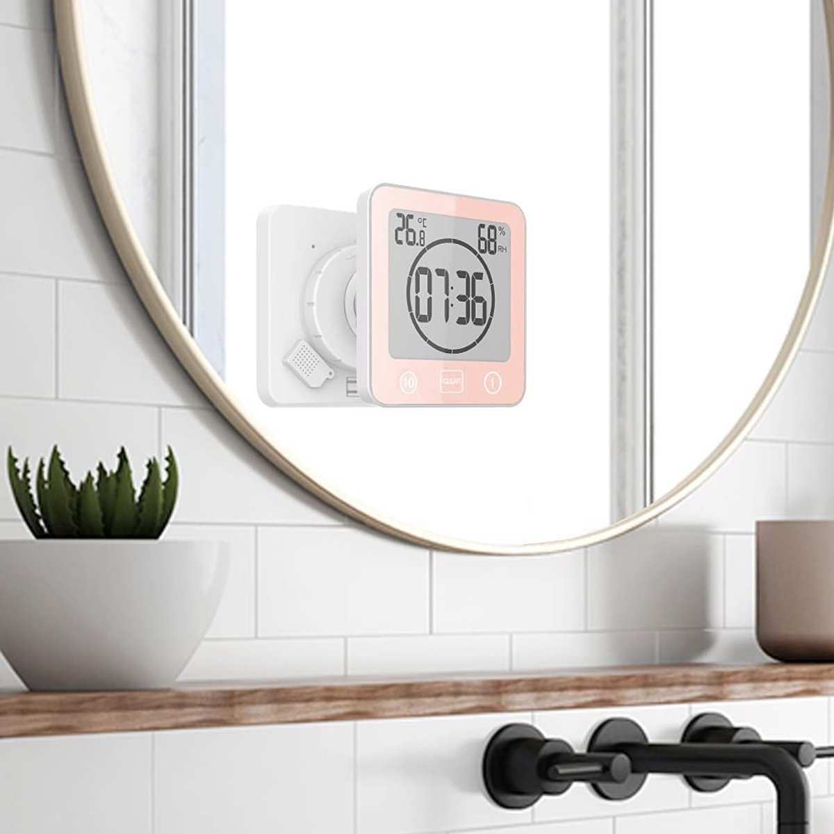 SnelShoppen - Badkamer Klok LCD Digitale Douchewekker Waterdicht - Douche Wandklok met Luchtvochtigheid en Temperatuur - Countdown Timer voor Douche e