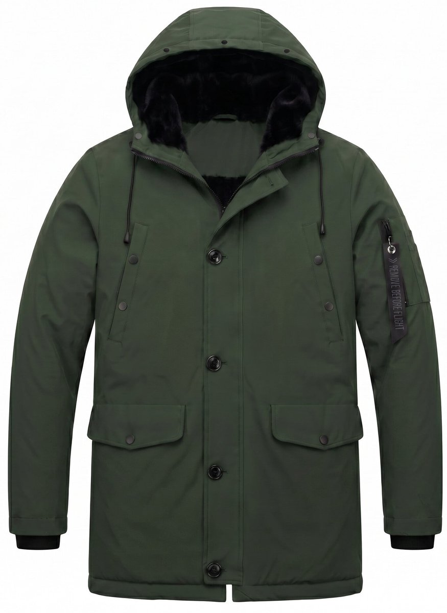 Parka Heren Winterjas - Winterjas Heren - LF7103 - Groen - Maat L