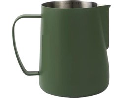 Melkkannetje Roestvrij Staal - Opschuimkannetje Barista - Melk Opschuimen - Nauwkeurige Schenktuit - 400 ml - Donkergroen