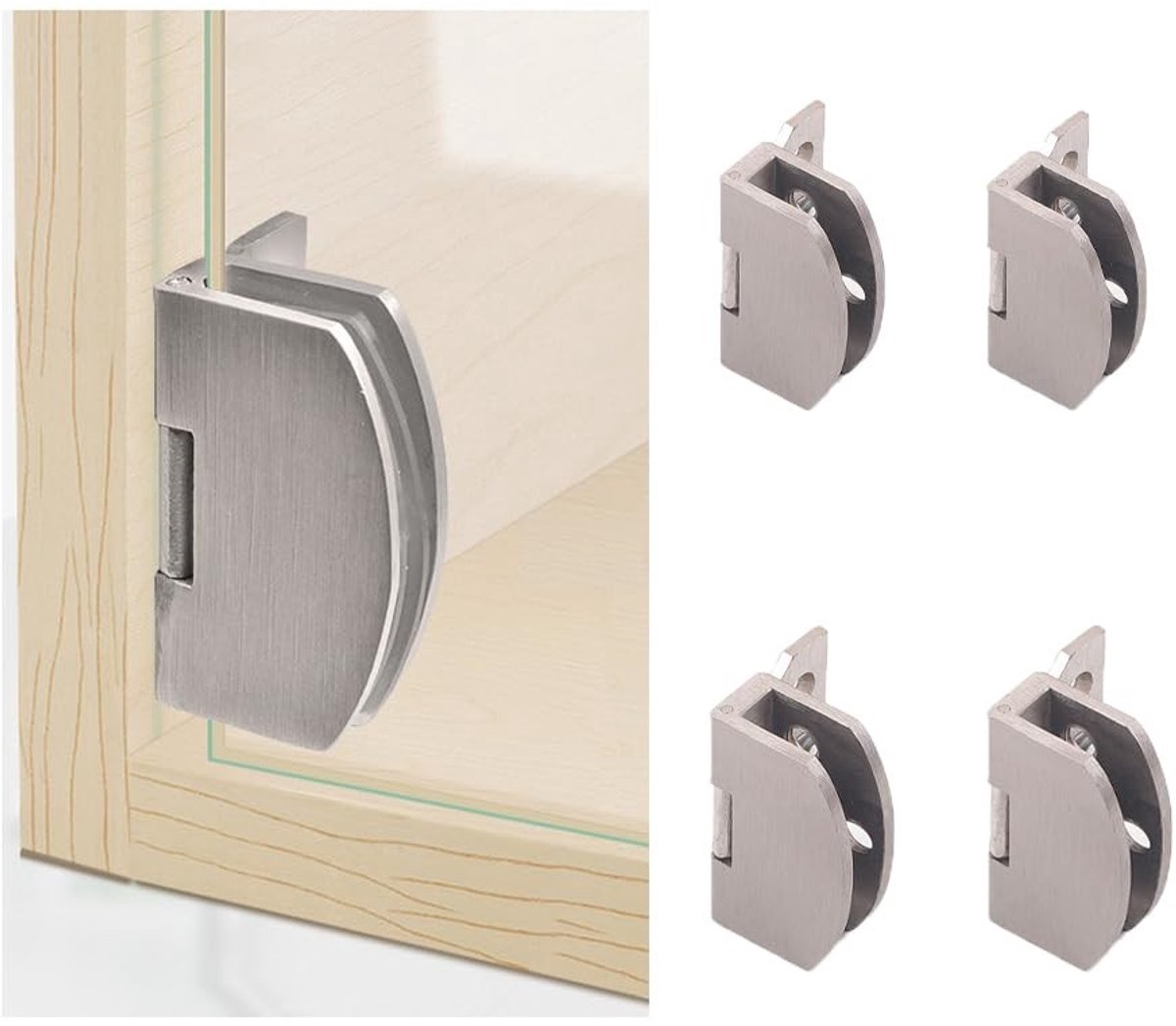 Dailygoods - Glazen Kast Scharnier voor Deuren 90 Graden Zilver