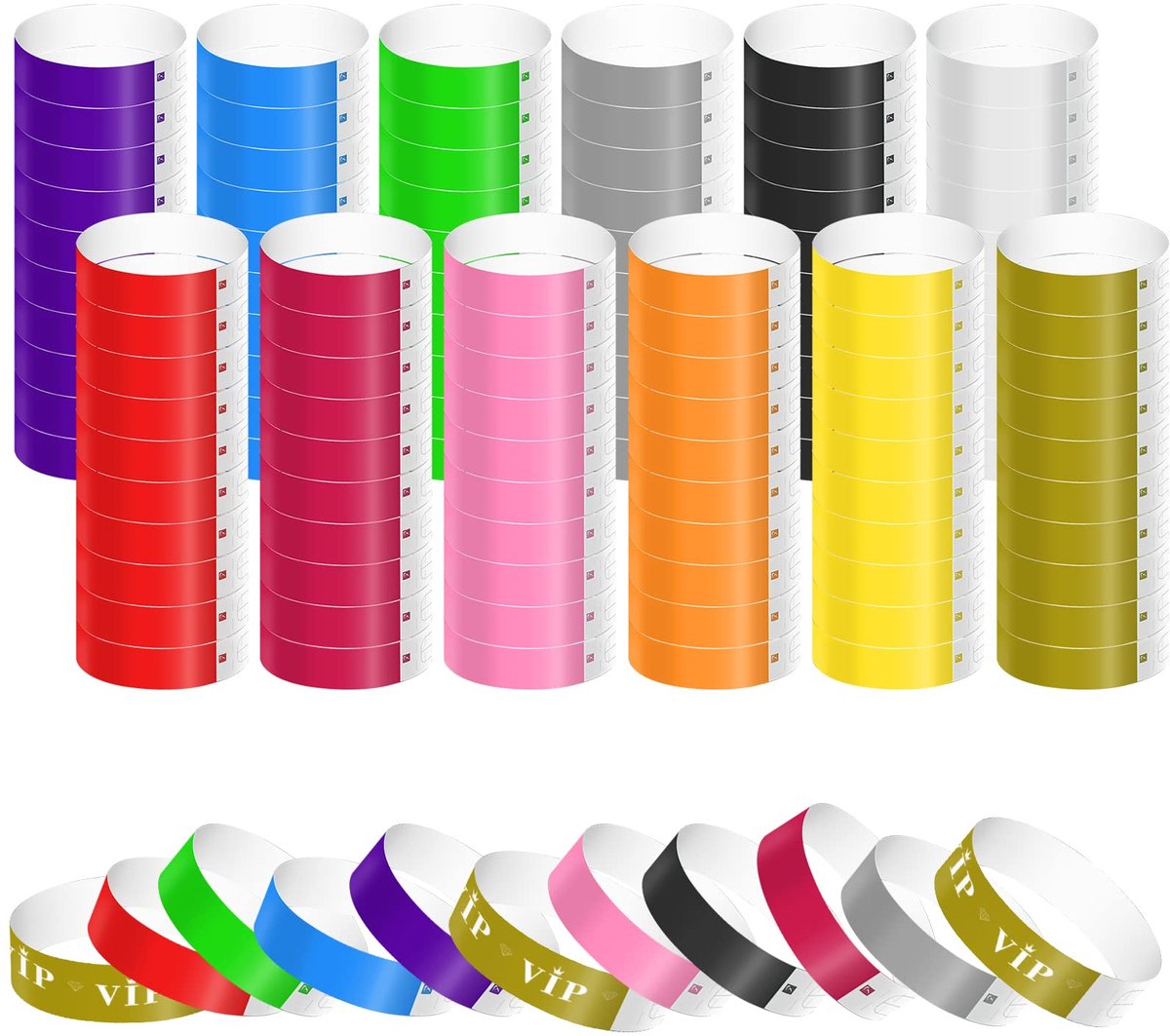 Dailygoods - 1220 Stuks Waterdichte Papieren Polsbandjes - Neon Kleuren voor Evenementen