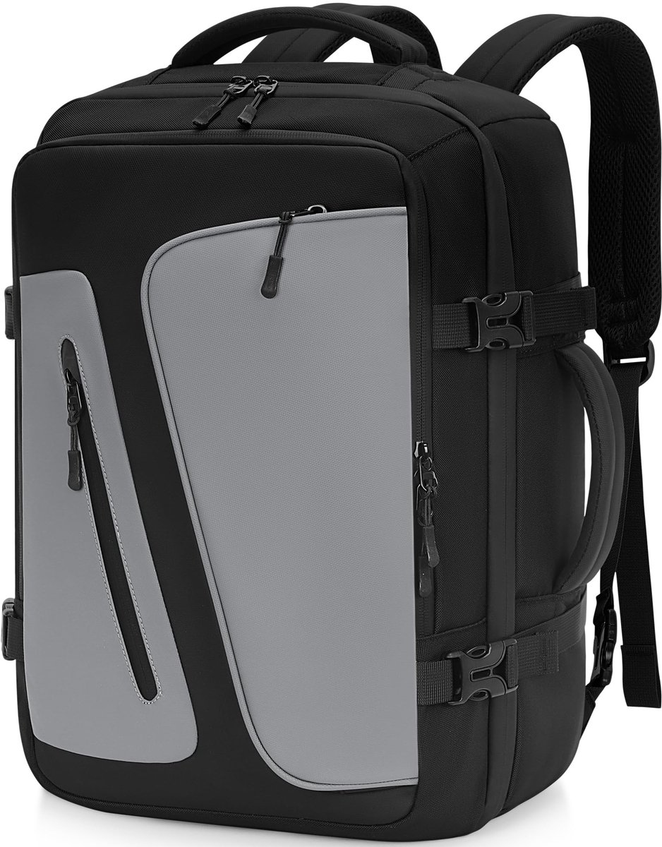 SnelShoppen - Handbagage Rugzak 30L voor Vliegtuig, Zwarte Reisrugzak voor Heren, Ideaal voor Zakenreizen, Werk en Vakanties