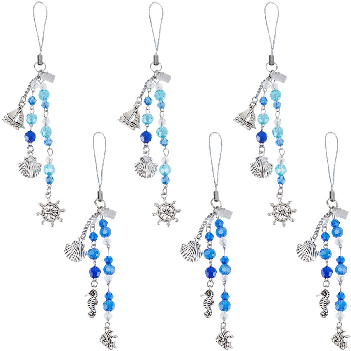 Dailygoods - 6 Stuks Telefoon Charms - Blauw Ocean Thema voor Smartphones