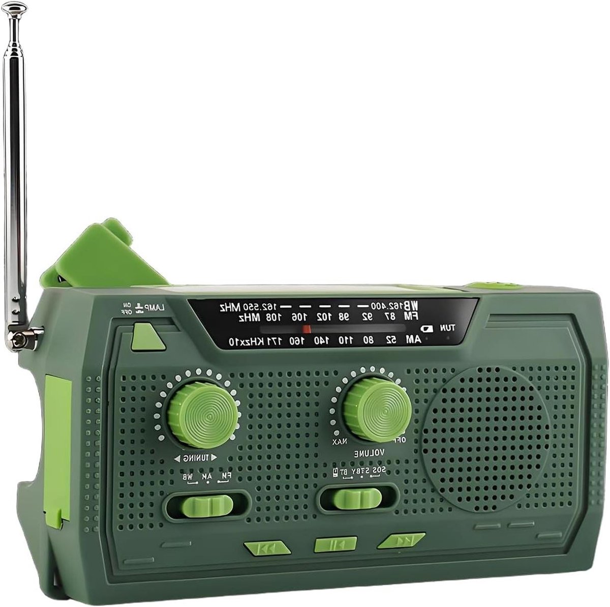 Draagbare Solar Radio - Kampeer Radio Noodradio - Buiten Avonturen - Dubbele Energiebronnen - 14.5x7.3x5.5cm - Groen