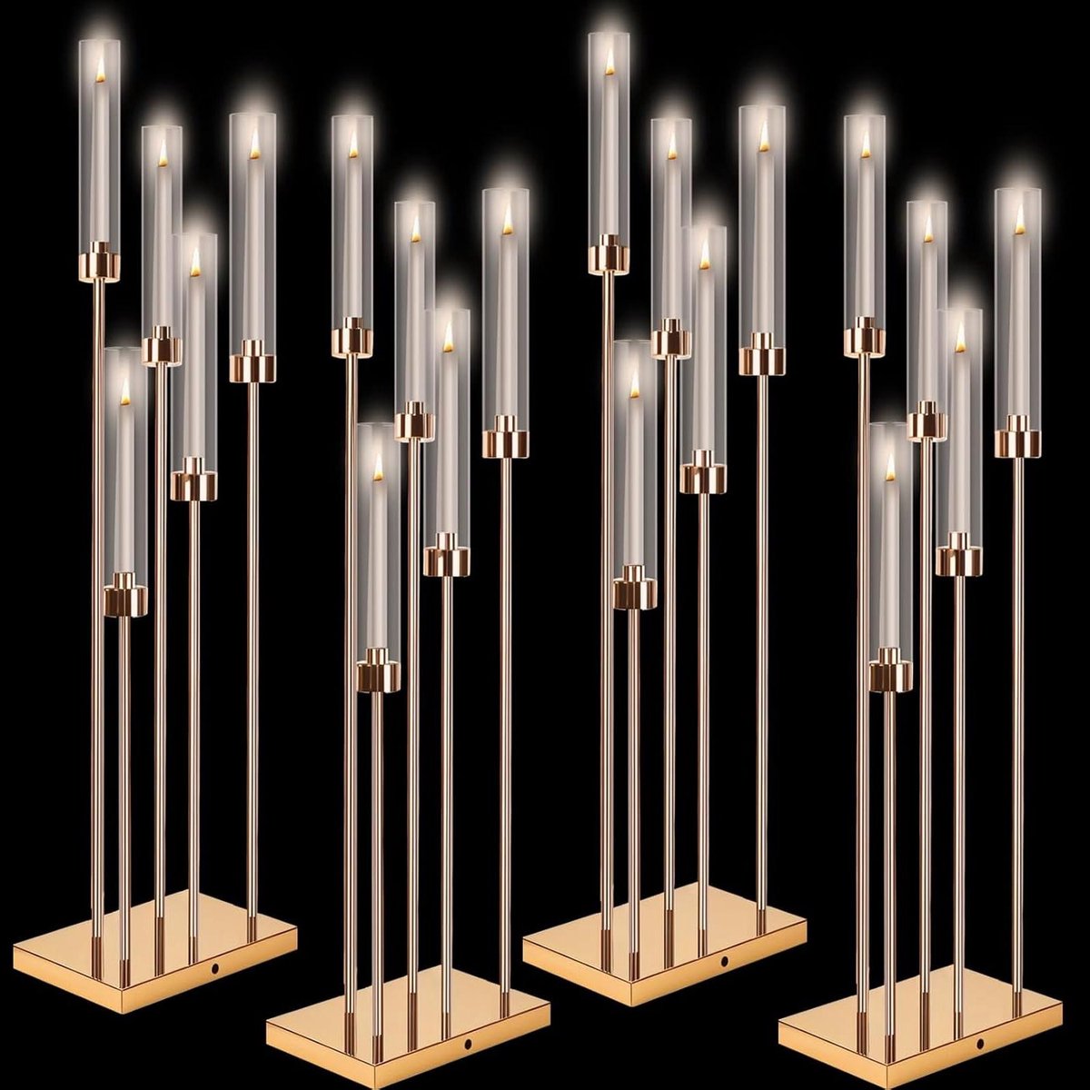Kandelaar Set - Kaarsenhouder Tafeldecoratie - Feestelijke Decoratie - 5-Armig Acryl Ontwerp - 87 cm Hoog - Transparant