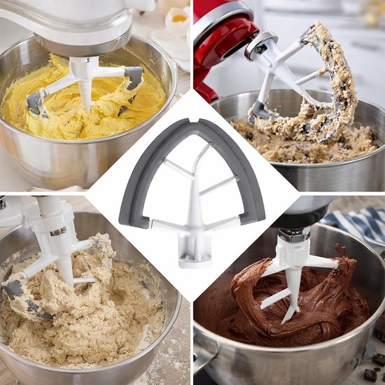 Mixer Accessoire - Platte Klopper - Beslag Maken - Met Siliconen Rand - 4.5-5QT - Grijs Wit — afbeelding 2