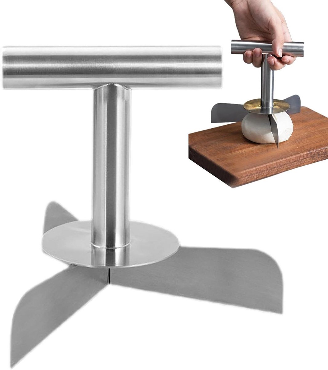 Brood Snijmachine - Deegverdeler Bakgereedschap - Gelijkmatig Bakken - Roestvrijstalen Constructie - 15 x 15 x 18 cm - Zilver