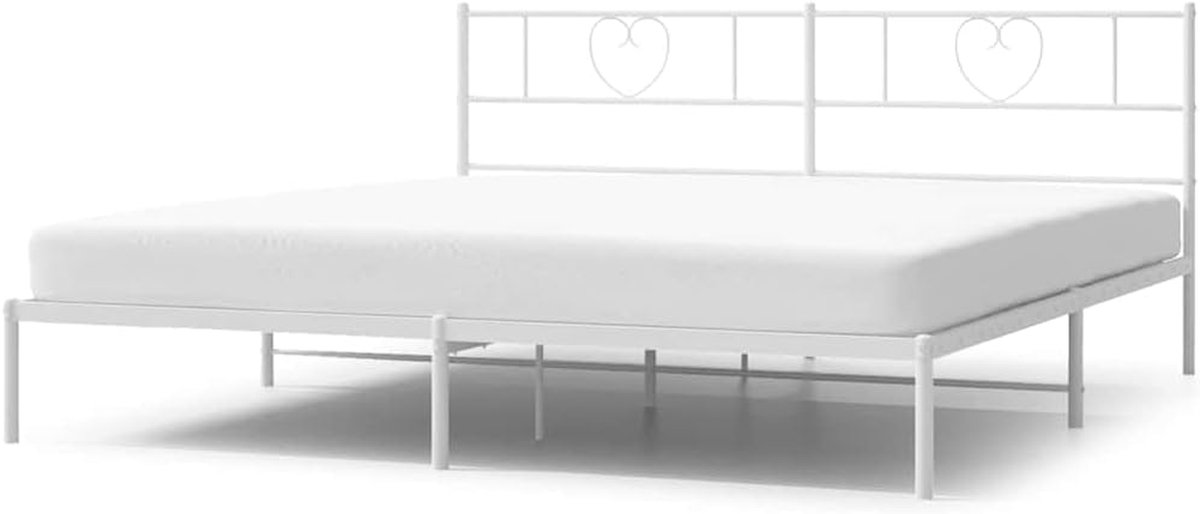 Metalen Bedframe - Logeerbed Dagbed - Ruimte Besparen - Met Hoofdeinde - 183 x 213 cm - Wit