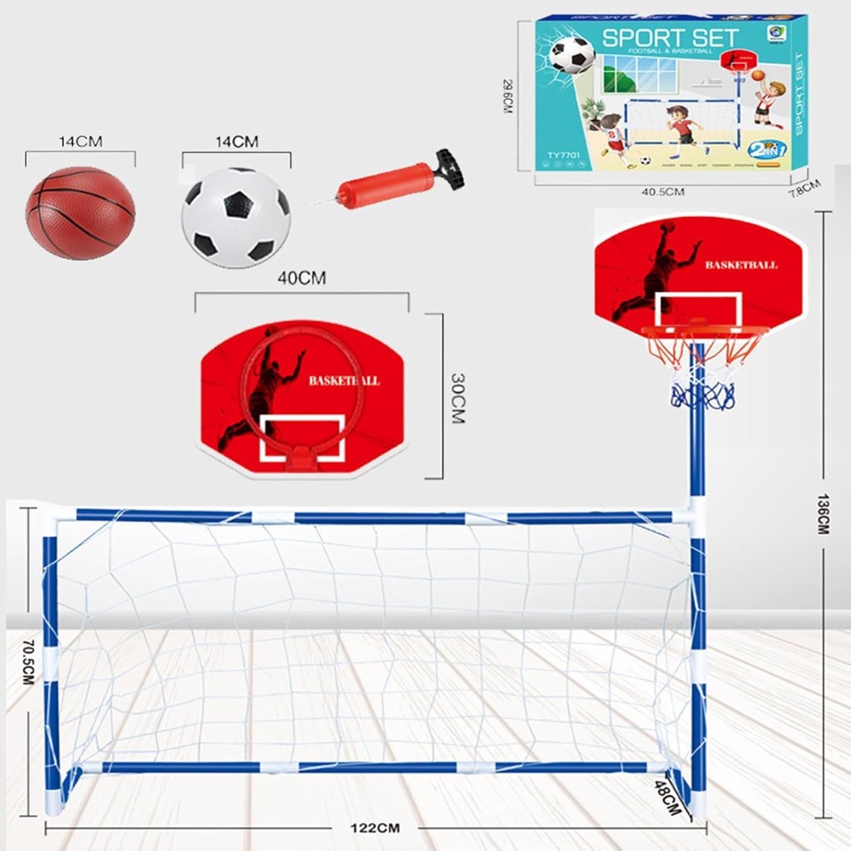 Kinder Basketbalring - Buitenspeelgoed Basketbal - Hand-oogcoördinatie Ontwikkelen - Stabiele Versterkte Basis - 122 x 136 x 48 cm - A