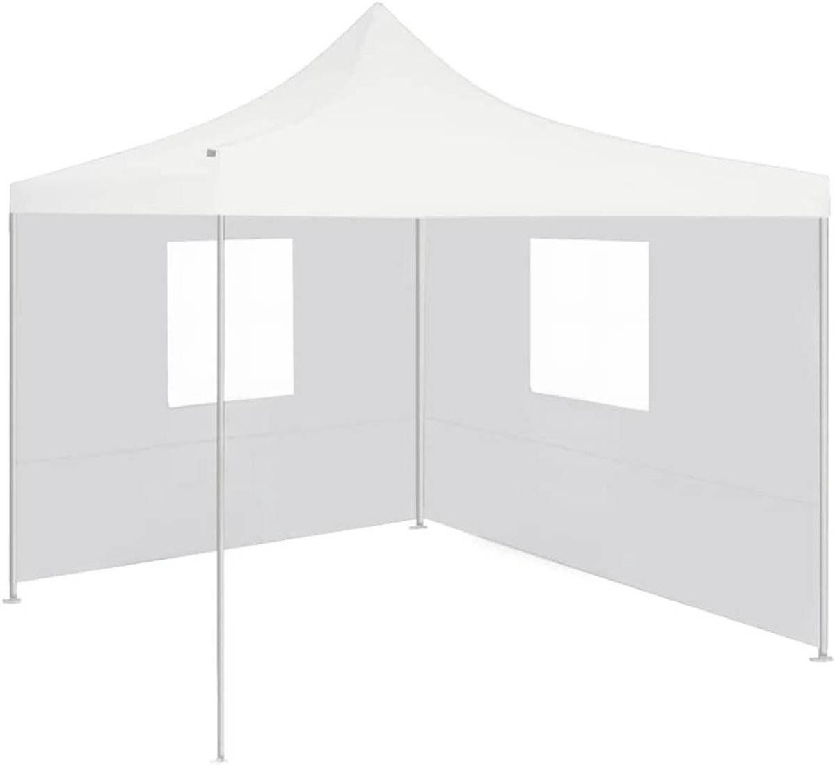 Partytent Opvouwbaar - Tuinpaviljoen Tent - Buitenfeesten Organiseren - Met Twee Zijwanden - 3 x 3 m - Wit