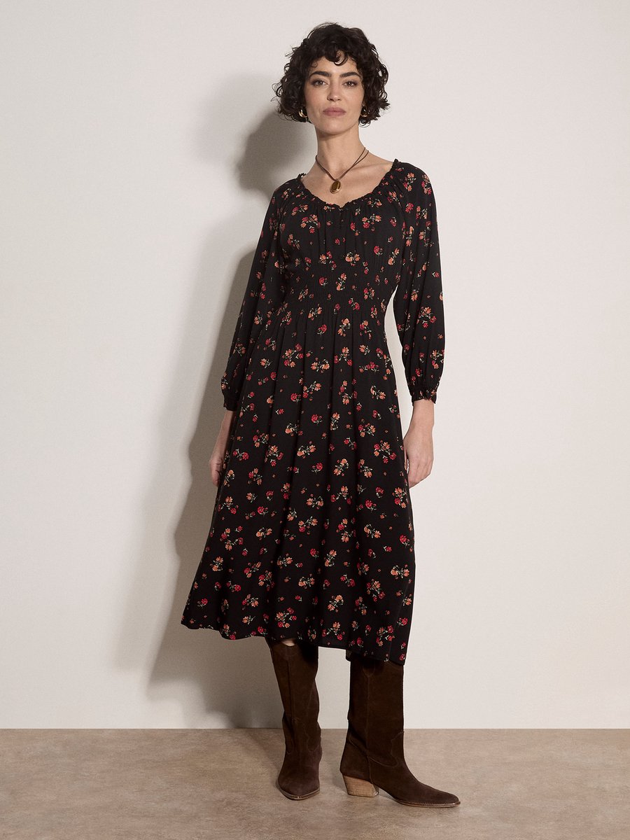 Midi-jurk met bloemenprint