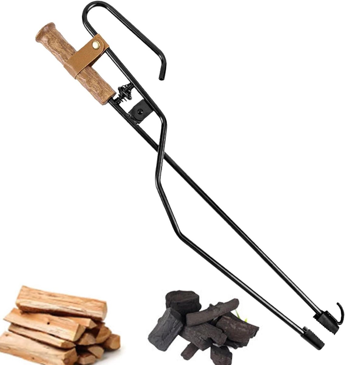 Houtgrijper Vuurtang - Haardtang Pook - Kampvuur Maken - Multifunctioneel Gereedschap - 50.5 cm - Grijs
