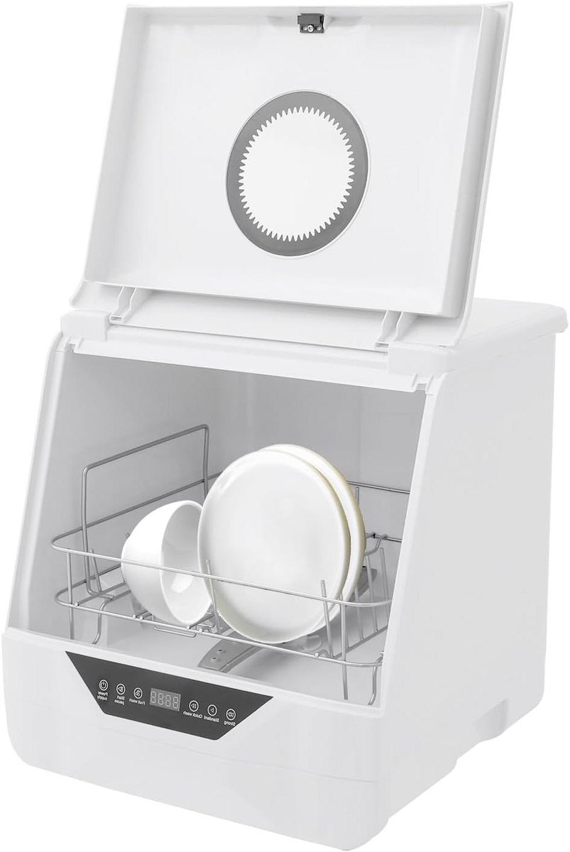 Tafelvaatwasser Mini vaatwasser Snel servies reinigen 4 wasprogramma's 5 couverts Wit