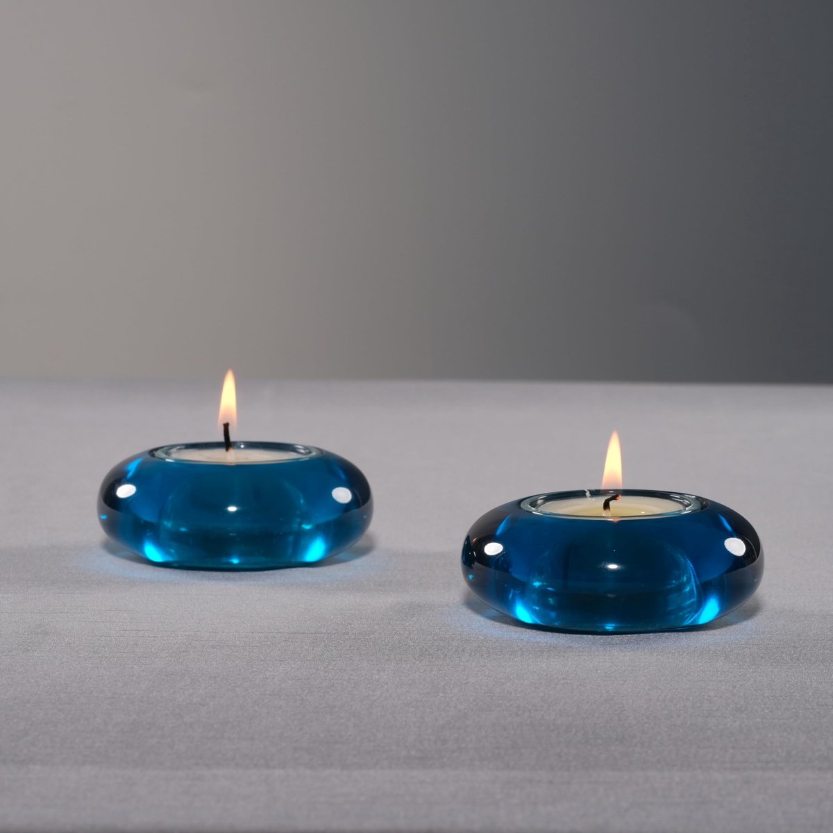SnelShoppen - Handgemaakte Kiezel Theelicht Kaarsenhouder Set van 2 - Decoratieve Woonaccessoires voor Aardse Esthetiek - Blauwe Diameter 3 Inch - Per