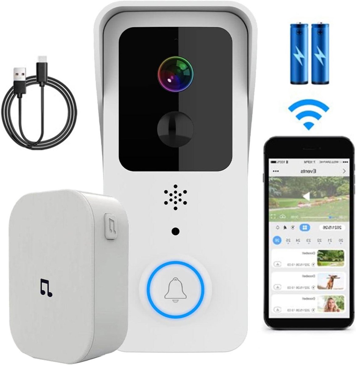 Videodeurbel - Slimme Deurbel - Veiligheid Thuis - Dubbele Frequentie Wifi - IP54 Waterdicht - Zwart