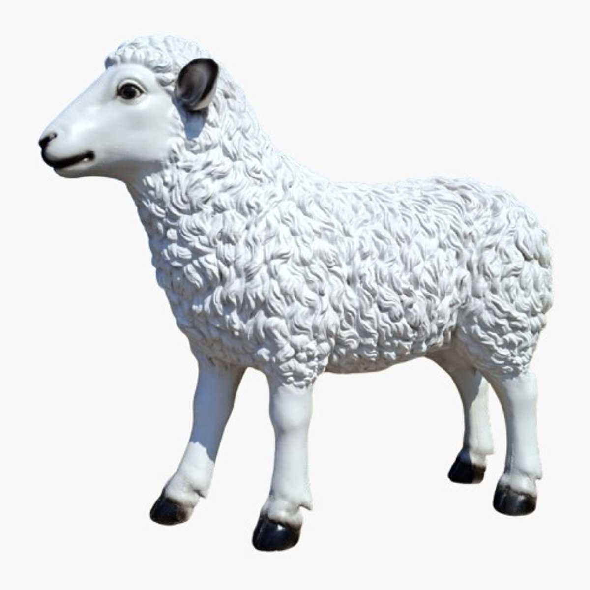 Decoratief Schaap Beeld - Realistisch Tuinbeeld & Woondecoratie - Wit Schaapje - Lam - Polystone - 41cm Hoog