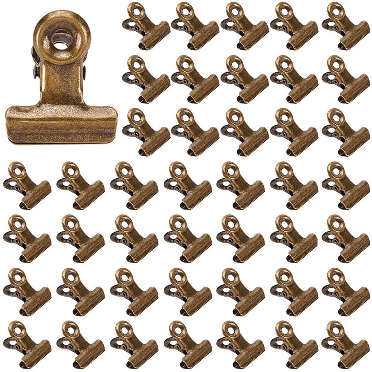 Dailygoods - 60 Stuks Bronzen Bulldog Clips - Vintage Metalen Bindmiddel voor Kantoor en Creatieve Projecten