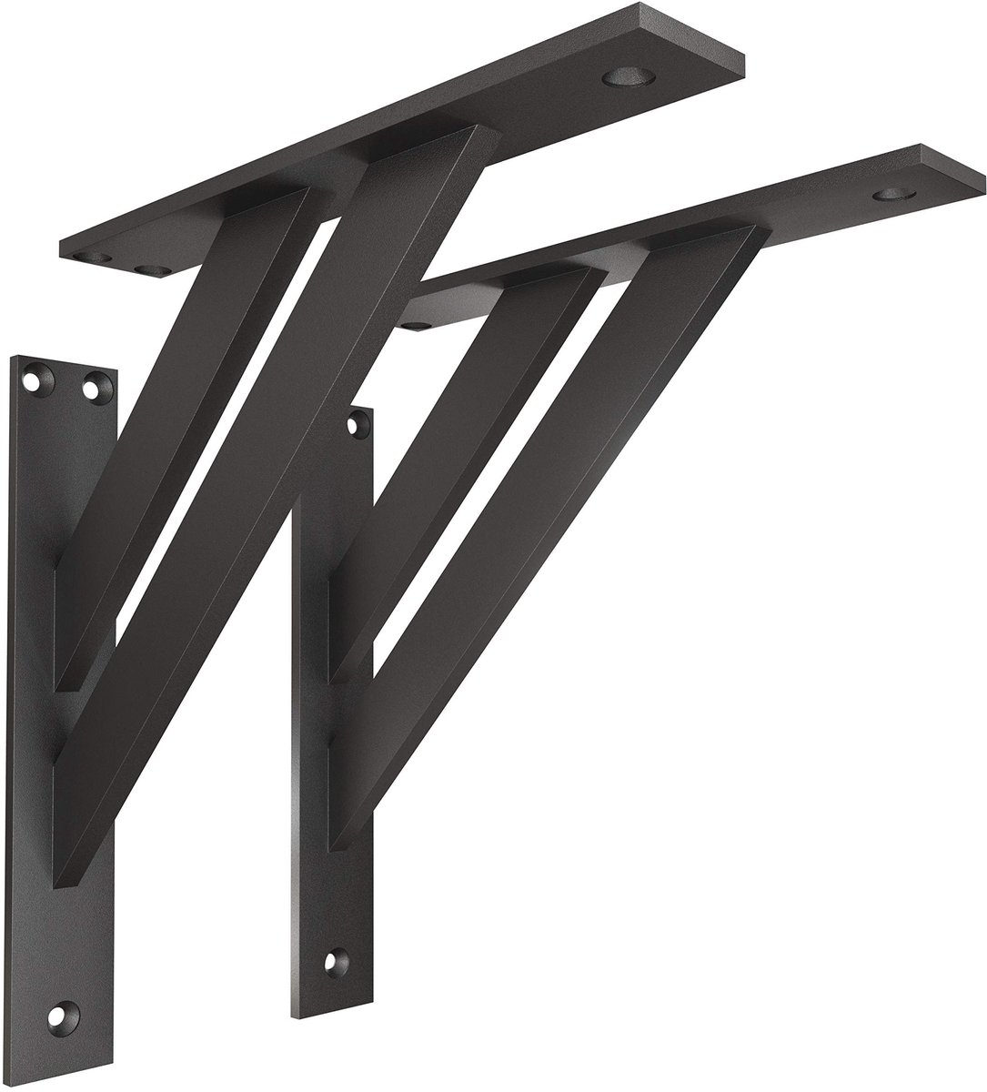 Dailygoods- Wandconsoles 2 stuks 240x240 mm - Plankdragers zwart - Wandbeugel voor legplank - Modern design - Meubelaccessoires - Aluminium