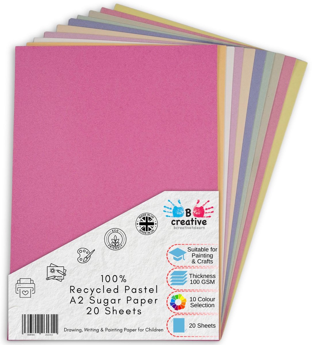 SnelShoppen - A2 Gerecycled Suikerpapier in Pastelkleuren - 20 Grote Vellen - 10 Kleuren - 60 x 42 cm - Perfect voor Kinderen - Kunst & Ambachten - Te