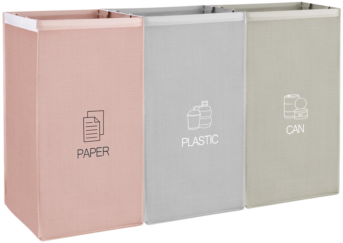 Dailygoods - Afval Scheidingssysteem 3-voudig voor Papier, Glas, Plastic - Milieu-vriendelijke Afvalbak