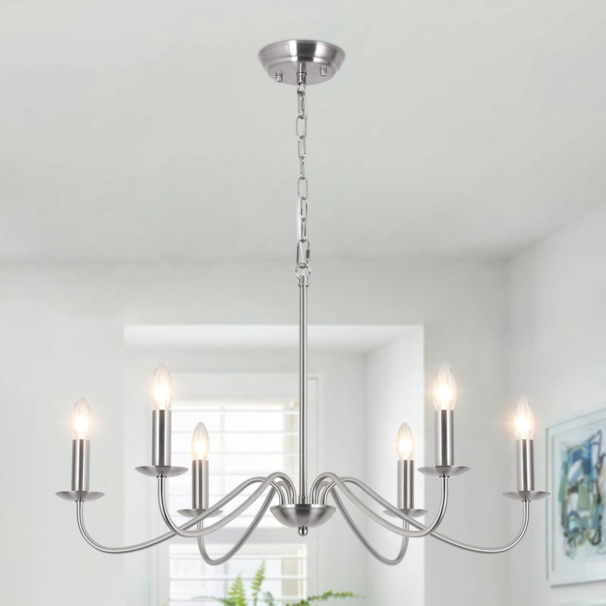 Dailygoods- Kroonluchter 6 Lampen - Verstelbaar - Vintage/Modern - Zwart - Industrieel - Geschikt voor Woonkamer/Eetkamer - Plafondlamp