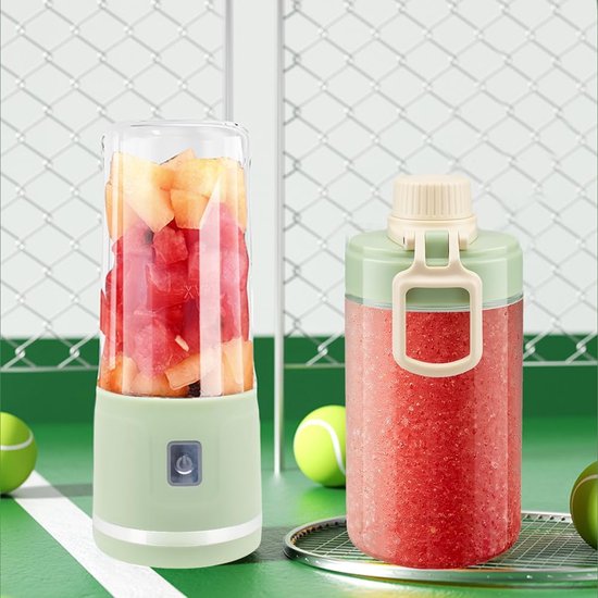 Draadloze Draagbare Blender in Mintgroen met 38 Mesjes, Dubbele Glazen Bekers & Oplaadbare Batterij (450ml) - voor Smoothies & Verse Sappen Onderweg — afbeelding 5