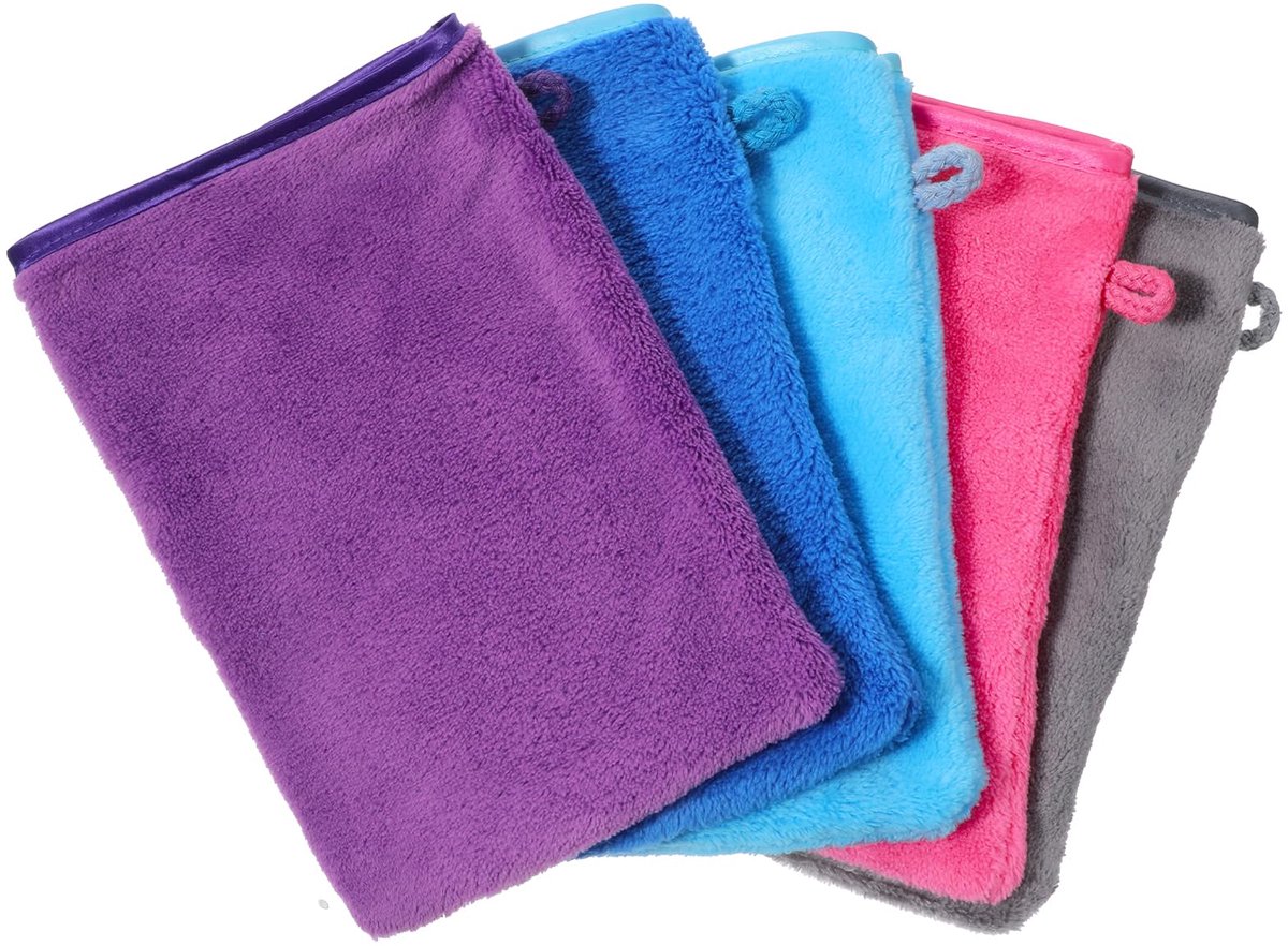 Dailygoods - 5 Stuks Microvezel Washandjes - 15x20cm Super Zachte Gezichtswashandjes in 5 Kleuren