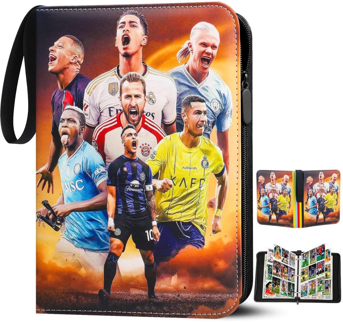 Dailygoods- Voetbalkaartenalbum met 9 Vakken - Verzamelmap voor 900 Kaarten - Kaartenmap met Rits - Waterdicht en Schokbestendig - Ideaal Cadeau voor Kinderen