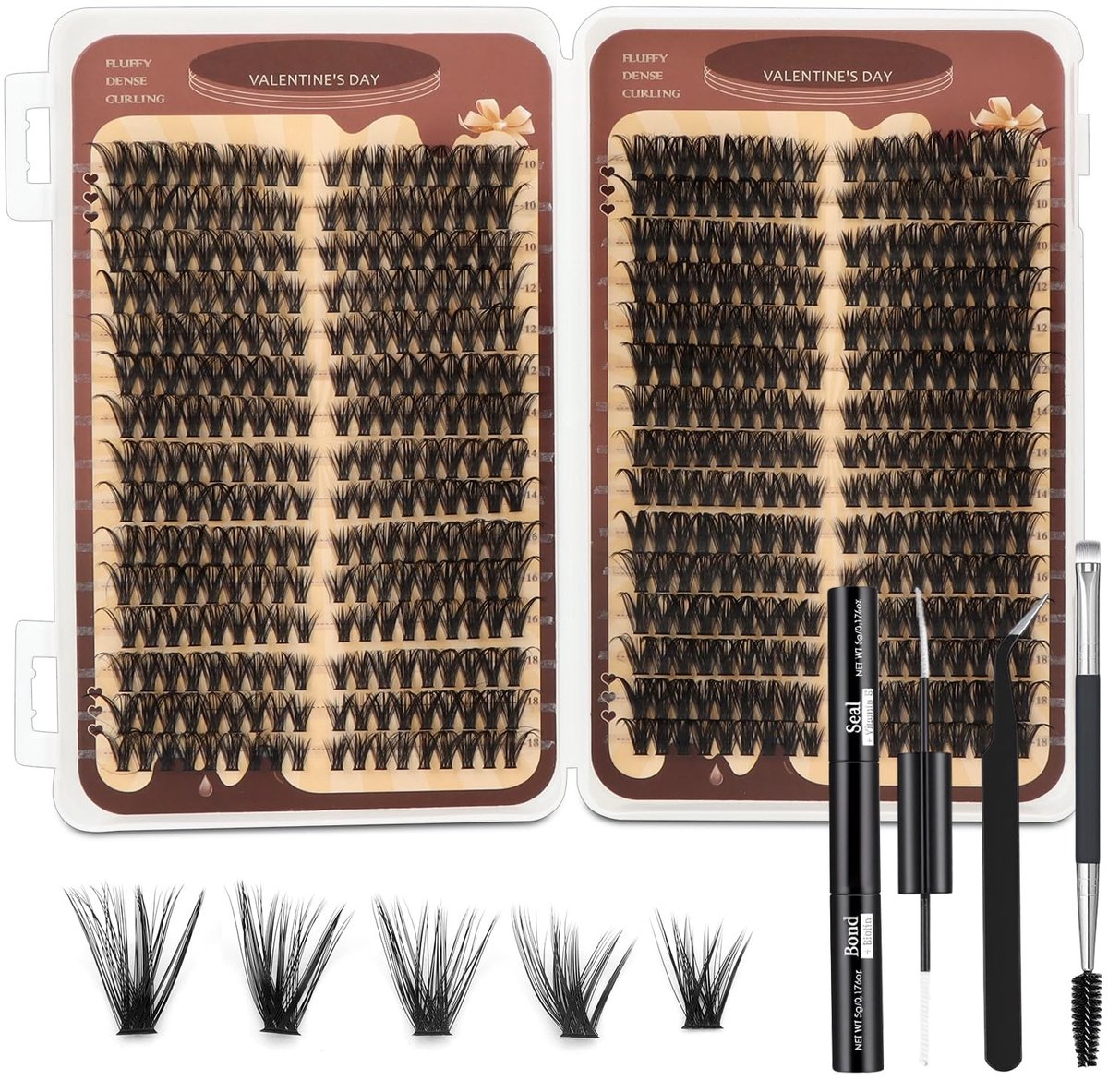 Dailygoods - 540 Stuks Wimperclusterset - DIY Wimperverlenging met Pincet en Borstel