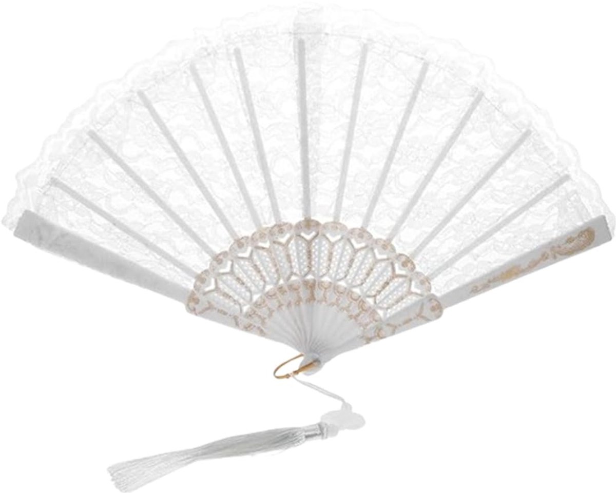 Dailygoods - Bruiloft Fan met Kant Borduurwerk - Vouwbare Decoratie