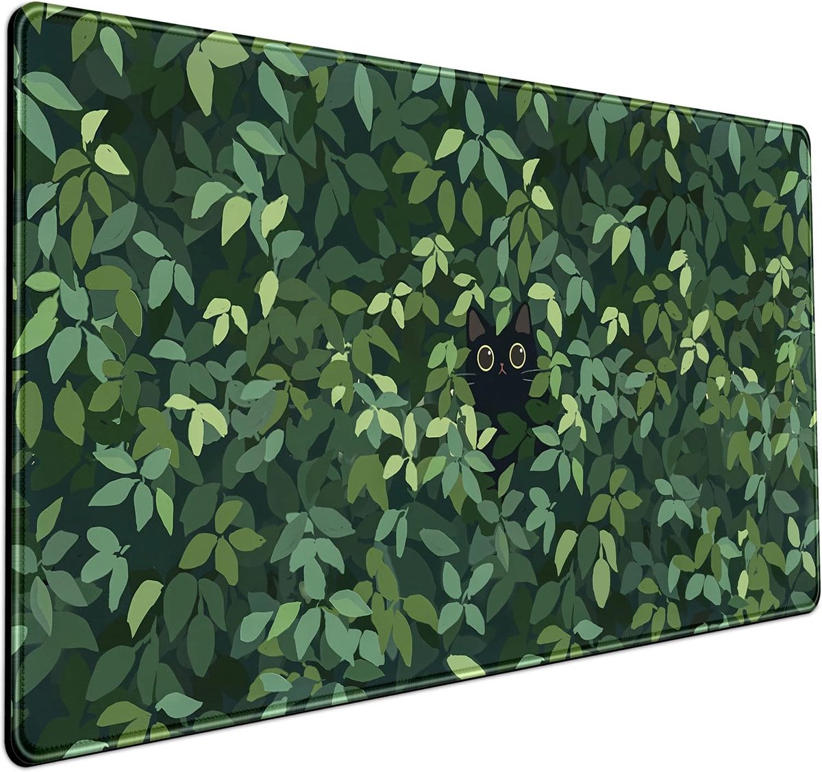 SnelShoppen - Schattige Kattige Muismat XL - Kawaii Groene Bureau Onderlegger - Gaming Muismat voor Computer, Toetsenbord en Laptop - Anime Bureaudeco
