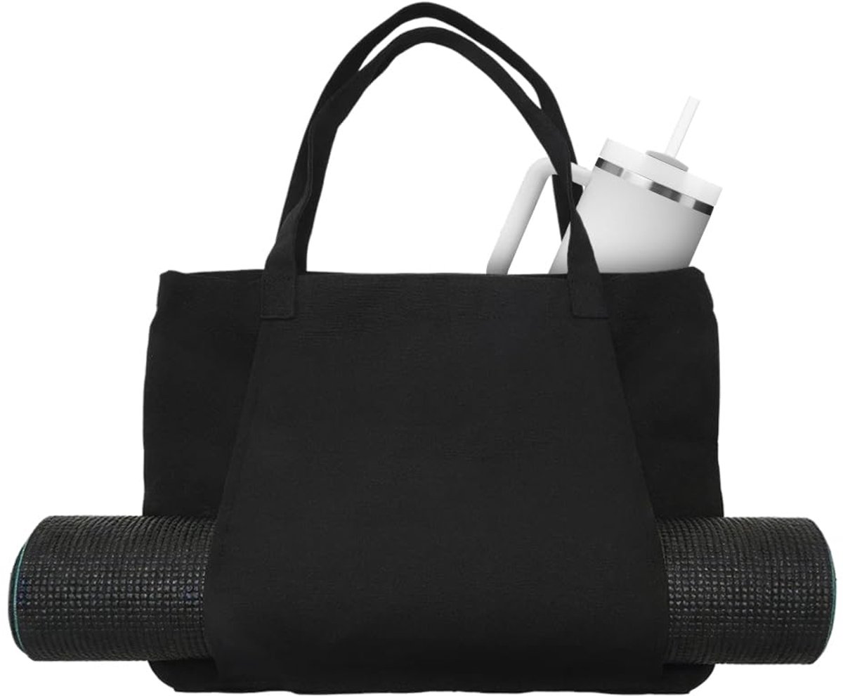 Dailygoods - Draagbare Yogamat met Sporttas, Ideaal voor Yoga en Pilates (Zwart)