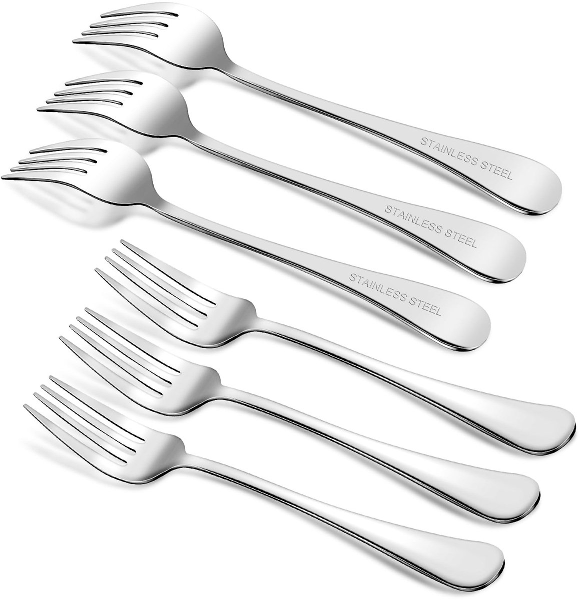 Dailygoods - Set van 6 Roestvrijstalen Dinervorken - Gepolijst Bestek