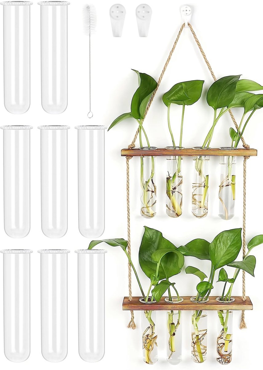 Dailygoods - Hangend Vermeerderingsstation voor Planten - 2 Verdieningen - 9 Reageerbuisjes
