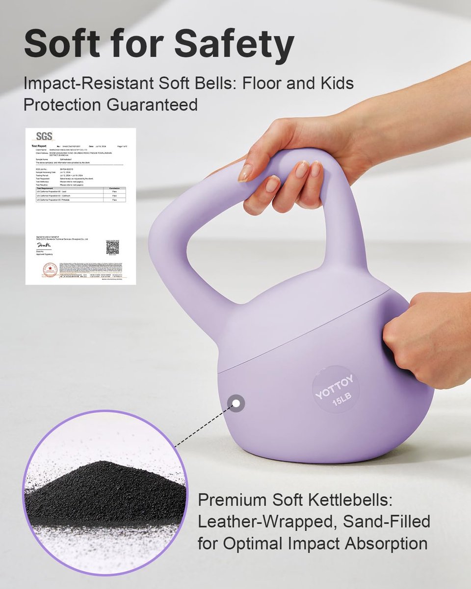 SnelShoppen - Zachte Kettlebell 30 lbs, Anti-Slip Grip Kettlebell voor Thuis Workouts, Kettlebell Set voor Sterkte en Veiligheid, Paars, Perfect voor