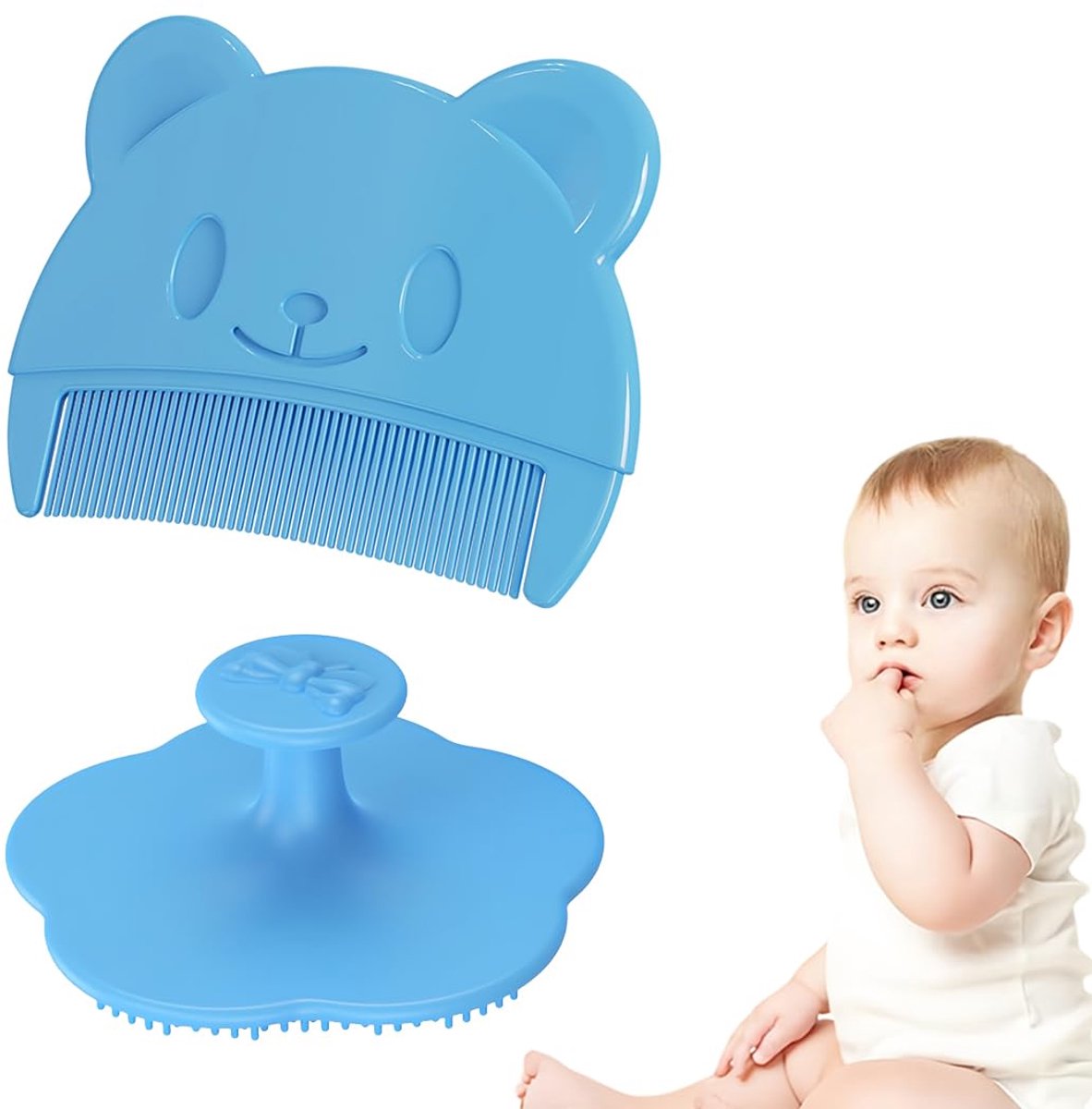 Dailygoods - Newborn Kam en Massageborstel voor Melkkorstjes - Set van 2 Stuks