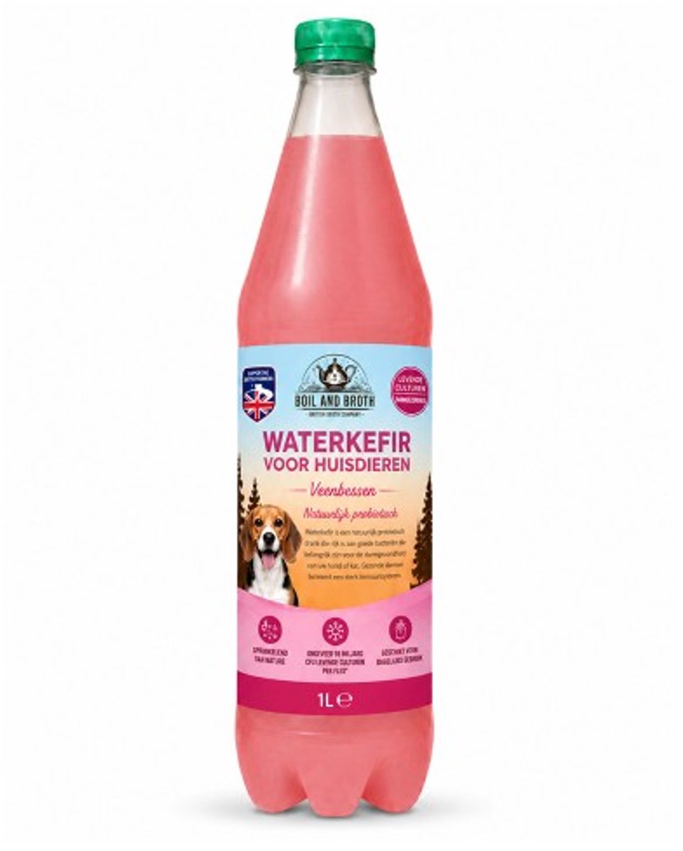 Boil & Broth Waterkefir- Cranberry - probiotisch drankje voor honden - 1 liter
