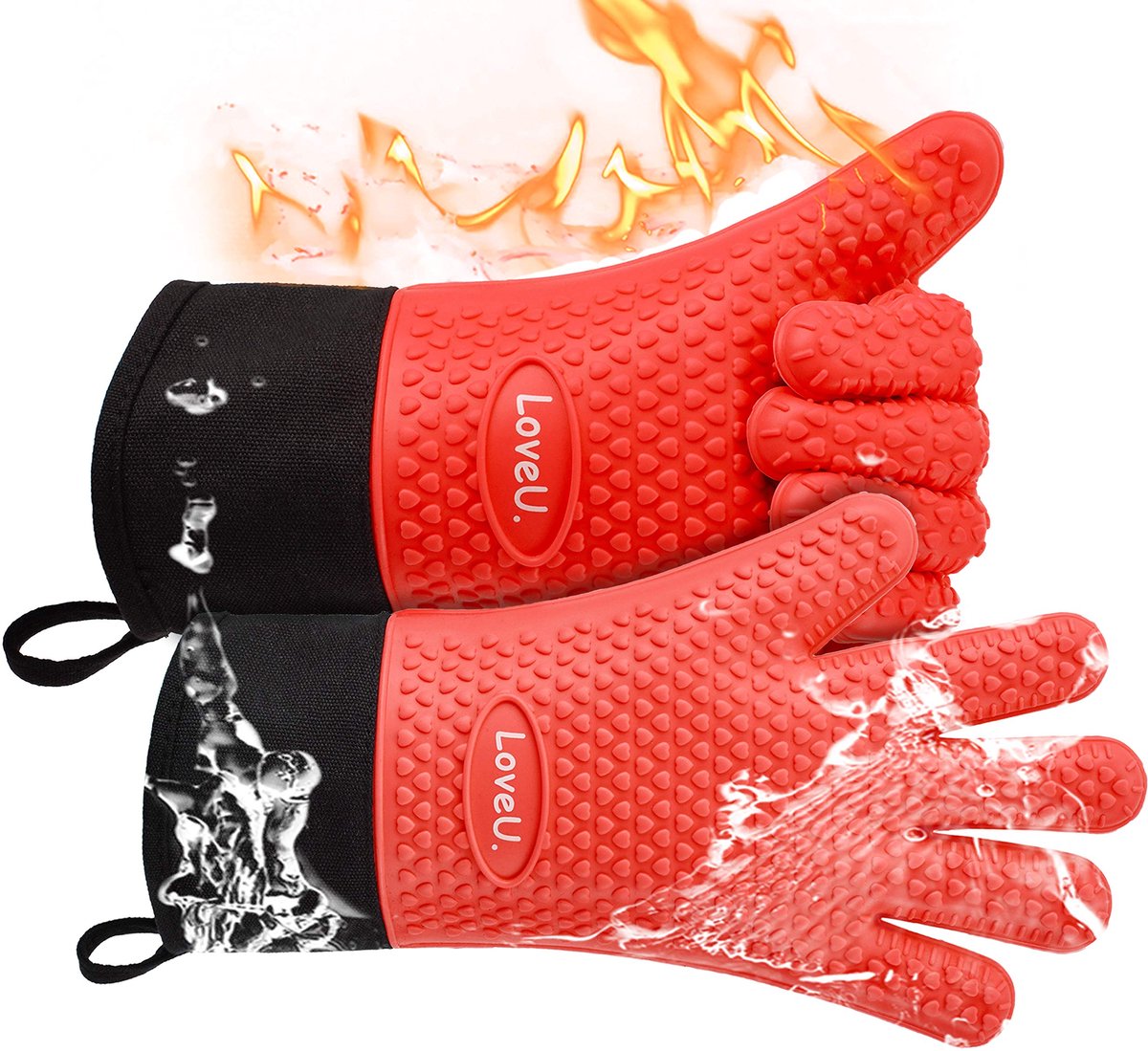 SnelShoppen - Hittebestendige Oven Handschoenen Siliconen en Katoen Dubbellaags - Flexibele BBQ Handschoenen en Keukenhandschoenen - Perfect voor Bakk
