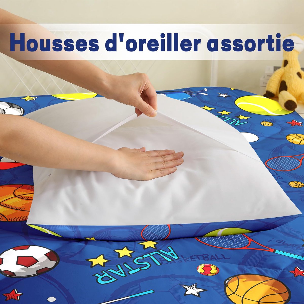 SnelShoppen - CINYE Kinderdekbed 140x200 cm, 4 Seizoenen Dekbedset voor Jongens, Zacht Microvezel, Inclusief 2 Kussenslopen 80x80 cm, Ideaal voor Kind