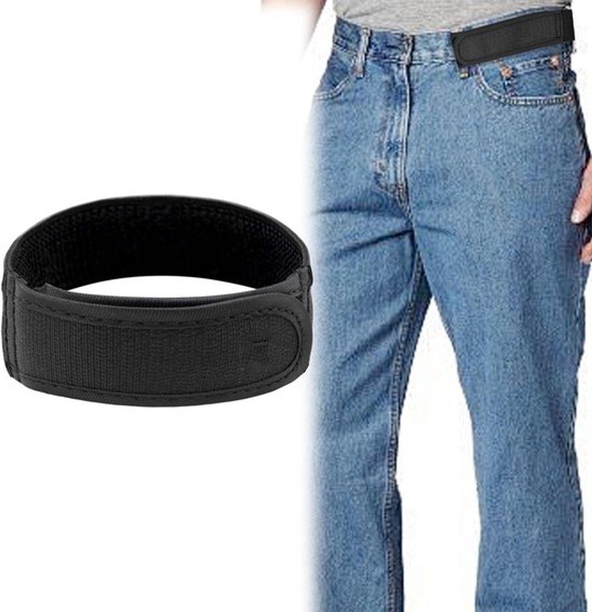 Zwarte elastische riemen zonder gesp L-maat voor mannen - Verstelbare en gemakkelijke riem - Perfecte pasvorm - Comfortabel en stijlvol