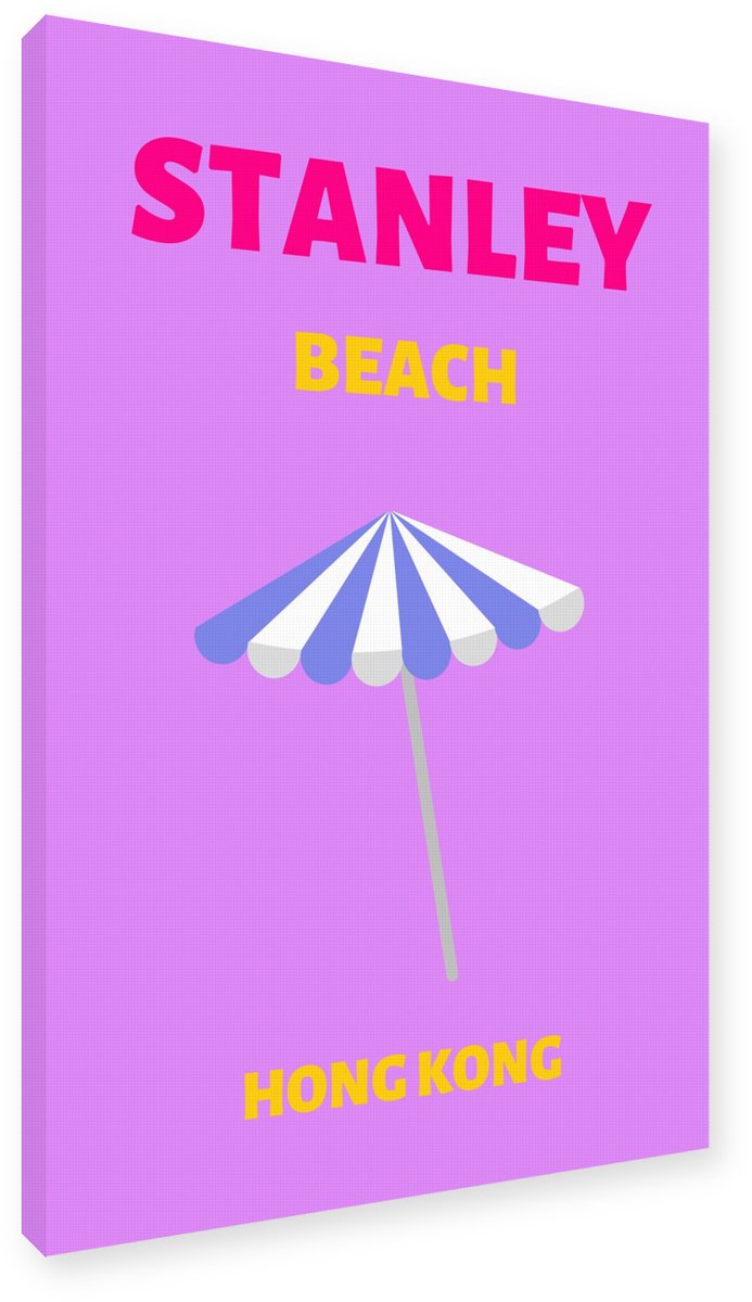 Strandparasol Schilderij Canvas op Frame 80x120 cm - Wanddecoratie Pop-Art Zomer - Stanley
