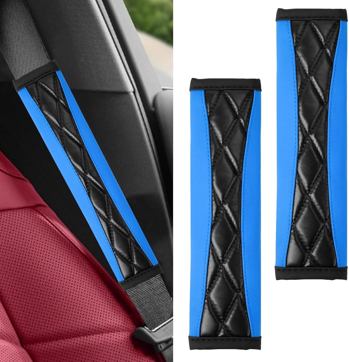 Gordelbeschermer Auto - Gordelkussen Schouder - Comfortabel Rijden - Antislip Spons Voering - 2 stuks - Zwart