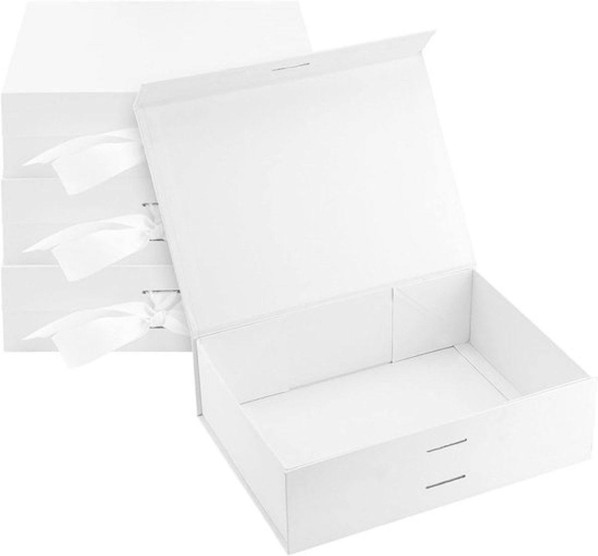 Geschenkdozen set wit 23 x 17 x 7 cm - Magnetisch deksel en lint - Opvouwbaar - Kerst - Verjaardag - Feest.