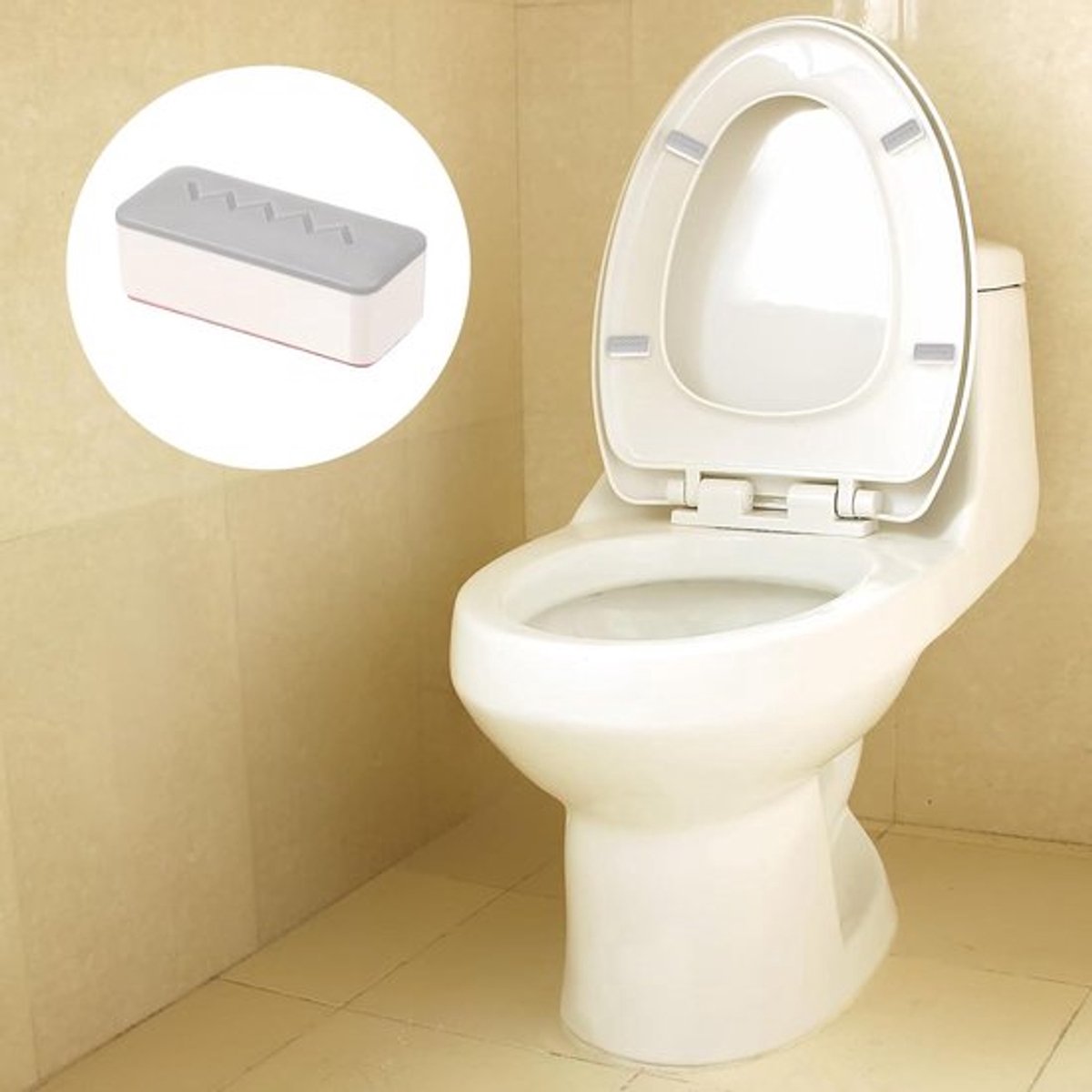 Set van 4 bumpers voor wc-deksel - Rubberen bidet-pads - Vierkante zitafstandhouder - Sterke lijm - WC-dikte 20 mm