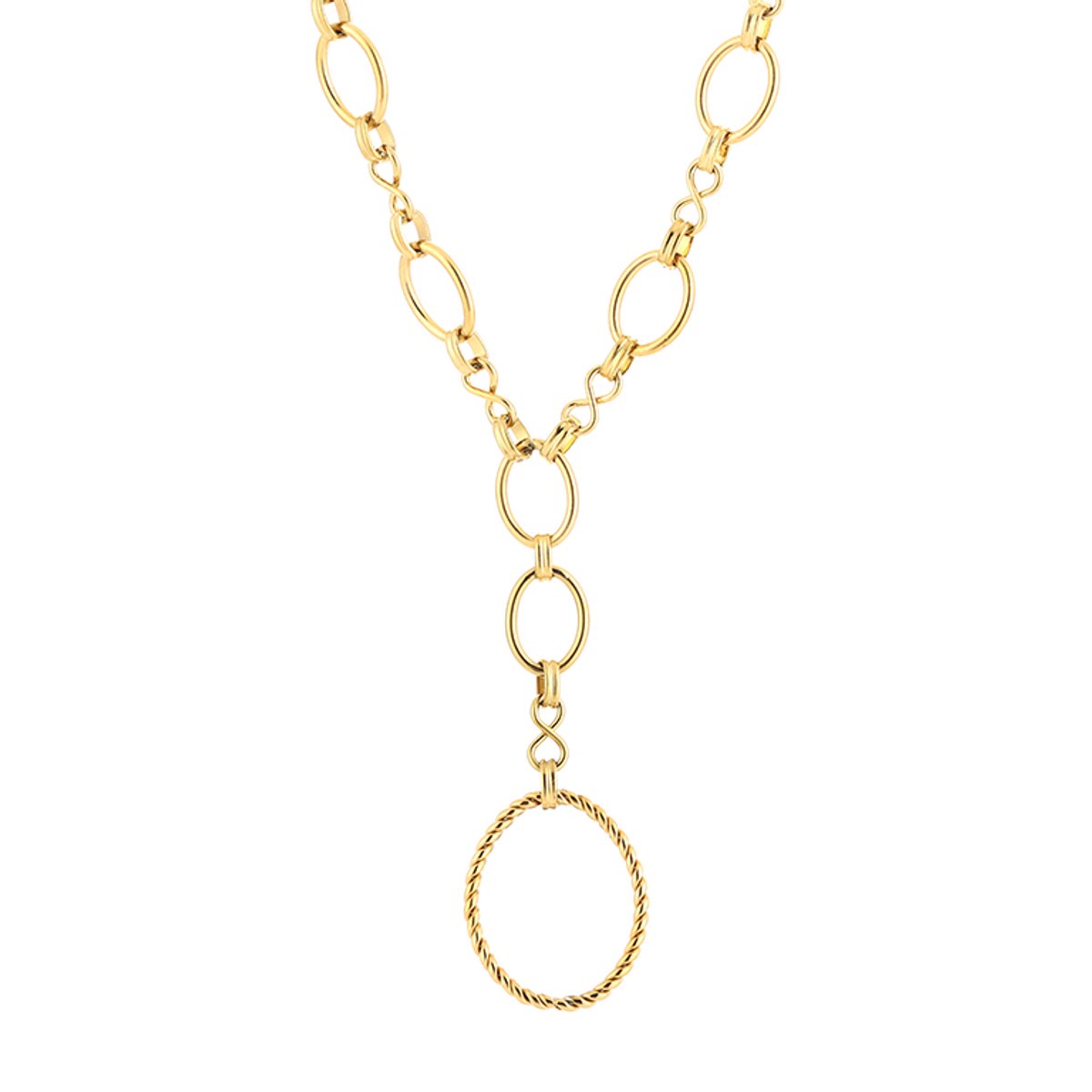 Luxe Y-Ketting Stainless Steel - Elegante Schakelketting met Ring Hanger - Chique Dames Sieraad